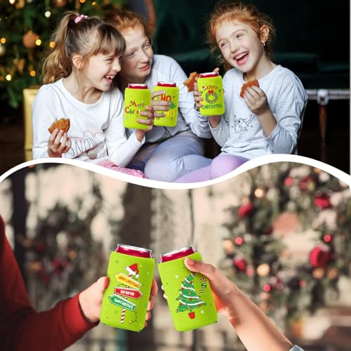 Christmas Beer Can Coolers - 60 Pack Insulated Neoprene Sleeves for 12oz Cans & Bottles
