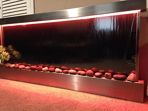 XXL Wall Water Fountain 60x26 Inch Stainless Steel Indoor Outdoor Waterfall with Color Lights & Remote Control