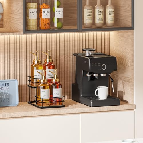 2-Tier Coffee Syrup Rack Organizer, 4-Bottle Countertop Storage Stand