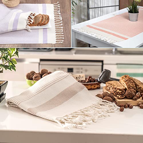 Turkish Cotton Hand Towels Set of 2 - 16x40 Inch Quick-Dry Decorative Towels
