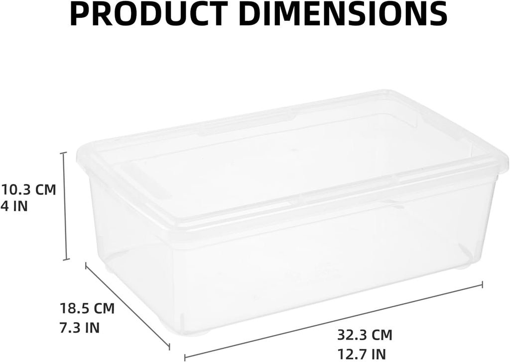 Novelinks 12 Pack Plastic Storage Bins - Stackable 6QT Clear Containers with Lids for Home & Office Organization