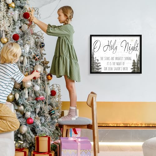 Ronasip Framed Christmas Wall Decor - Black, 12 x 16.5 Inches, Rustic Holiday Sign