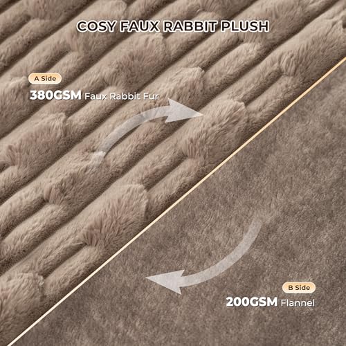 Heated Throw Blanket 50"x60" Faux Rabbit Fur with 6 Heat Settings