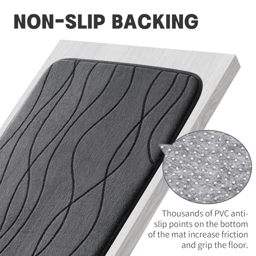 5-Piece Bathroom Rugs Set, Ultra Soft Memory Foam Bath Mats Dark Grey