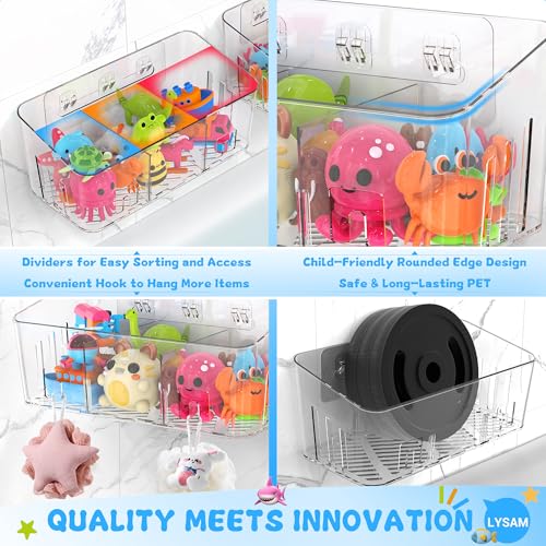 Lysam Wall-Mounted Bath Toy Storage Organizer (2 Pack) - Quick-Dry Bin