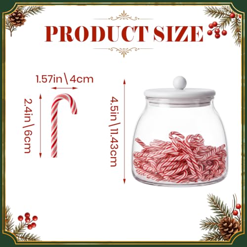 Qinyoung 50 Pcs Candy Cane Christmas Set Glass Jar & Mini Resin Decorations