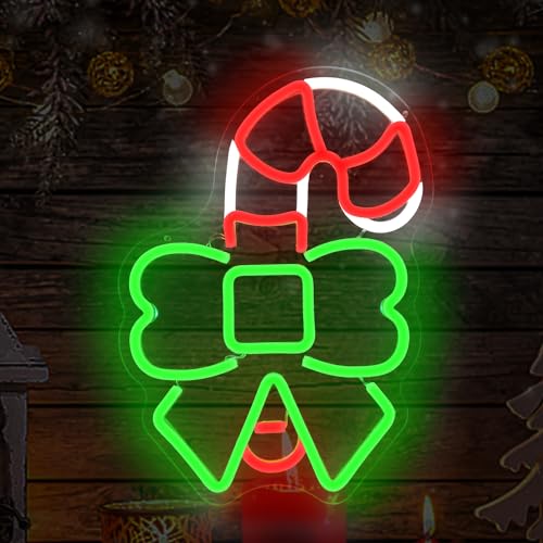 Cheunyar C-Candy Christmas Neon Sign Wall Decor Dimmable LED Light for Bedroom & Party