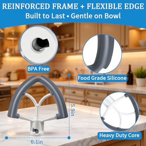 Flex Edge Beater for 4.5-5 Quart Tilt-Head Stand Mixers, Silicone Bowl Scraper