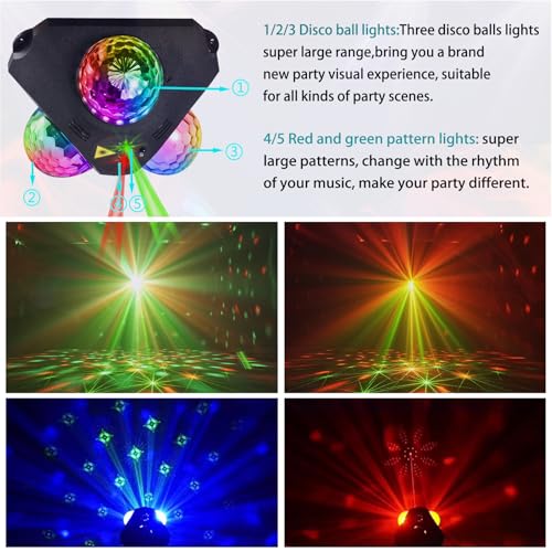 MEGABOON Disco Ball Light - Sound Activated DJ Party Lighting for Indoor & Outdoor Events