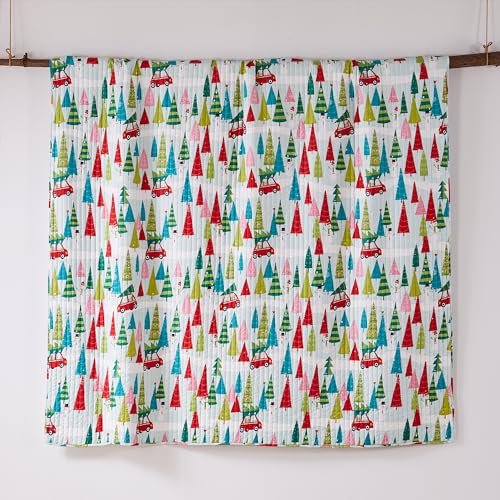 Levtex Home Merry & Bright Holly Jolly Quilt Full/Queen, 86x86in, Reversible Red/Green/Teal