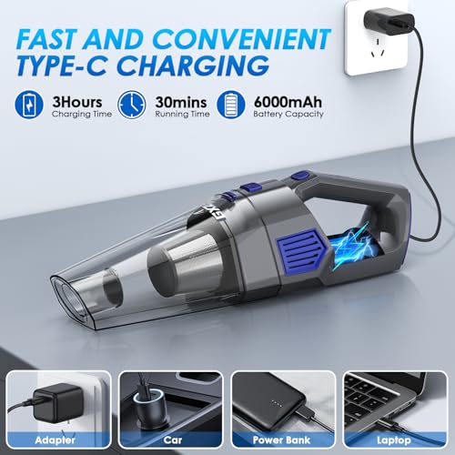 Gxzsk Cordless Handheld Vacuum Cleaner 15000PA Portable Car Vacuum