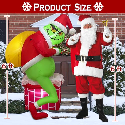 Christmas Inflatable Santa Chimney Decoration with LED Light Outdoor Yard Decor