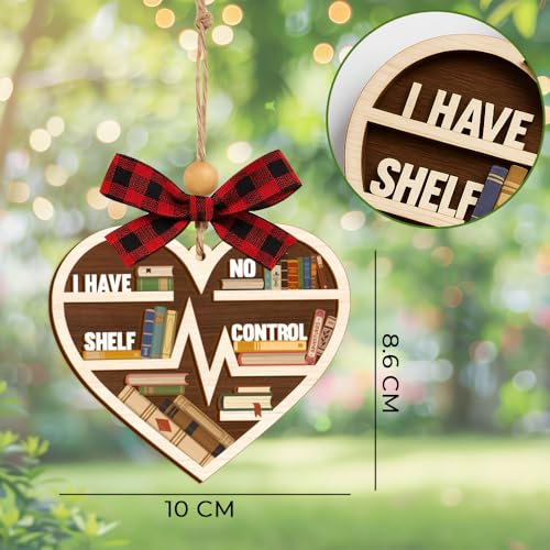 Musemory Book Lover Christmas Ornament - Bookish Heart Decoration - Funny Bookworm Gift - Variation: Book