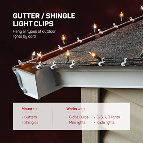 SEWANTA 200 Pack Christmas Light Clips Set - Gutter & Shingle Mounts, Model 1