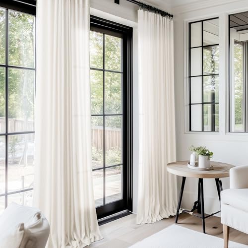 Light Filtering Linen Curtains Set of 2 Panels 92 Inch