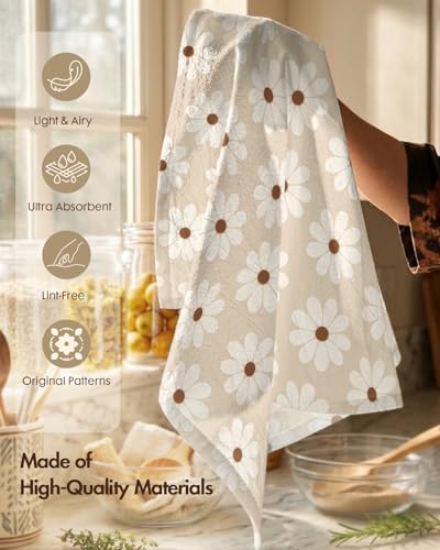 2 Pack Flour Sack Kitchen Towels - 16x26 Inch Cotton Floral Dish Towels