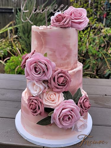 Pink Roses Artificial Flowers Set - 21 Faux Floral Bouquets for DIY Wedding & Home Decor