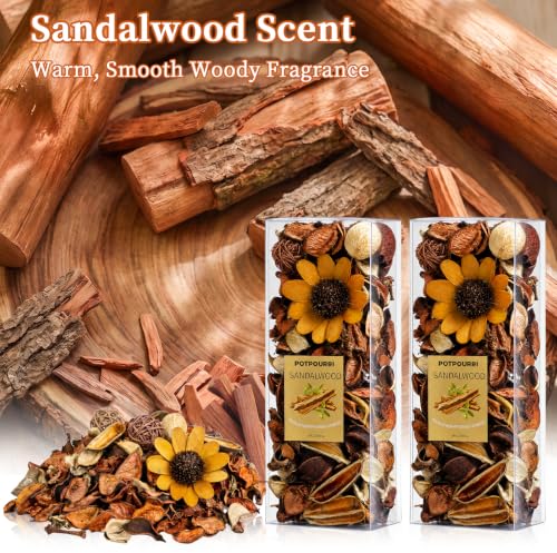 Sandalwood Scented Potpourri Bowl Filler with Essential Oil, 2-Pack