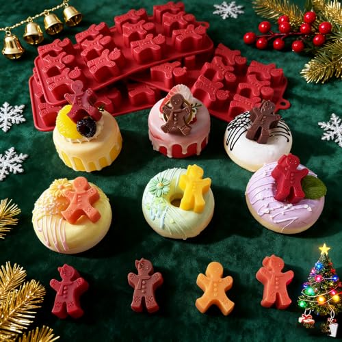3Pcs Gingerbread Man Silicone Molds for Christmas Baking & Crafts