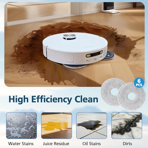 6-Pack Microfiber Replacement Mop Pads for Robot Vacuum Cleaners