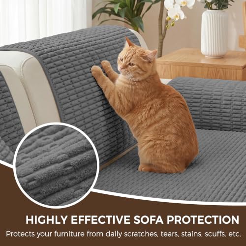 Couch Arm Covers Set of 2 - Dark Grey, Cat Scratch Resistant
