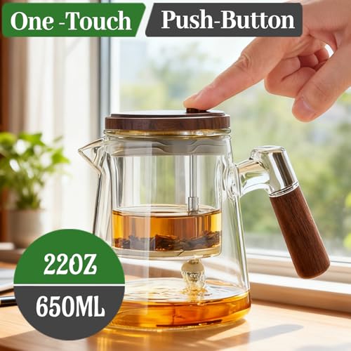 Glass Travel Tea Mug with Infuser 650ml - Portable Tea Brewer