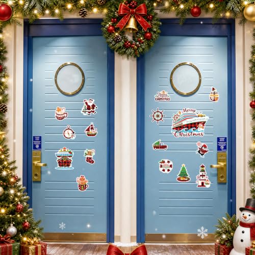 Dazoratix Christmas Cruise Door Magnets Set of 16 - Holiday Nautical Decorations B-16