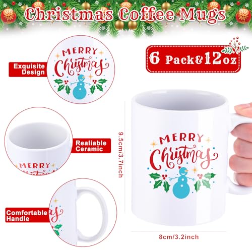 6 Sets Classic Christmas Mug Gift Set with Fuzzy Socks for Women - 12 oz
