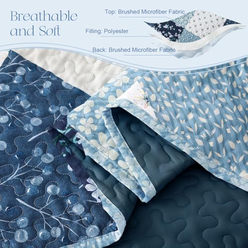 Reversible Boho Quilt Set - Full Size Floral Patchwork Bedding