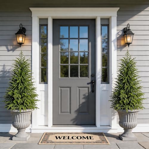 3ft Artificial Norfolk Pine Topiary Trees, UV Resistant Potted Set of 2