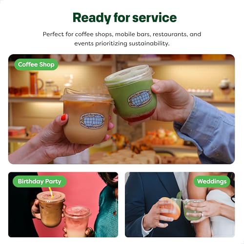 TOSSWARE Natural 16oz Plant-Based Clear Cold Cups with Sip Lids - Recyclable Set of 50