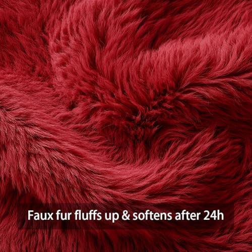 4TH Emotion Red Christmas Pillow Covers 20x20 Set of 2 Faux Fur - 100% Polyester