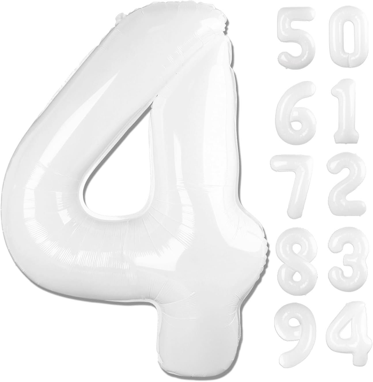Skiennix Number 4 Balloon - 40 Inch Translucent White Party Decoration for Celebrations