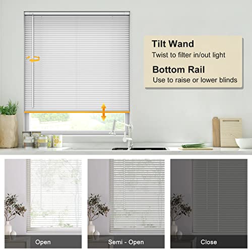 Cordless No Drill Vinyl Mini Blinds - 35" W x 36" H, White