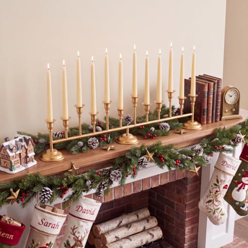 Chengu Gold 12 Arm Candelabra Vintage Candle Holders Centerpiece 30 x 7 Inches