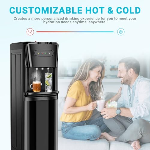 Bottom Loading Water Cooler Dispenser - 3 Temperature Settings, Matte Black