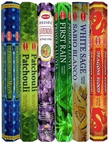 Assorted Incense Sticks Pack of 6 (120 Count) - Aromatherapy & Yoga