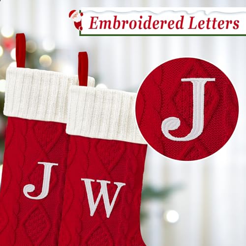 Personalized 21-Inch Knitted Monogram Christmas Stocking with Letter Initial