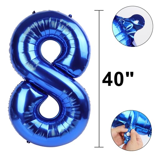 40 Inch Navy Blue Number 8 Foil Balloon Giant Birthday Party Decor