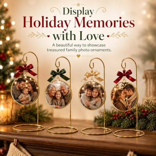 8 Pack Gold Christmas Ornament Stands - 11" Tall Metal Display Holders for Large Ornaments