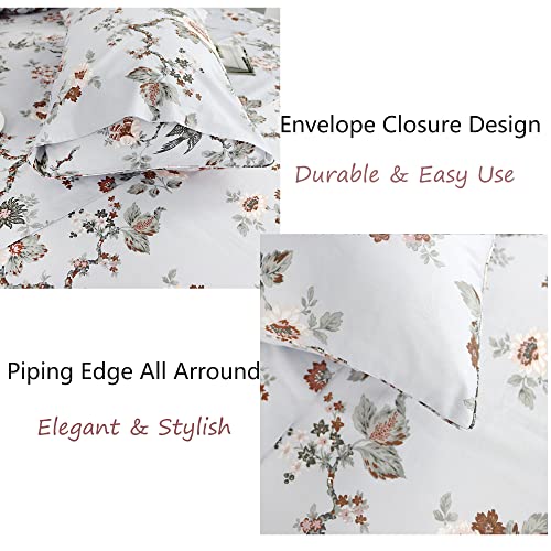 100% Cotton Twin XL Sheet Set - Vintage Floral & Bird Print (4-Piece)