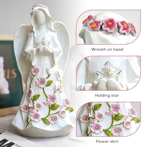 Guardian Angel Figurine with LED Star Light, 8.6-Inch Battery Operated