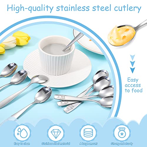 9-Piece Stainless Steel Toddler Spoons Set with Bear Engraving