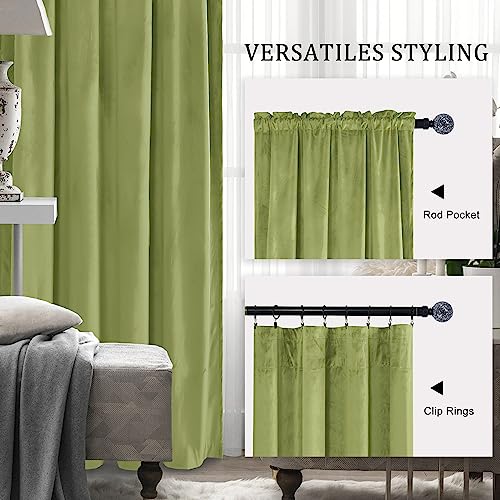 Hiasan Velvet Blackout Curtains Set of 2, 52W x 84L inches, Moss Green