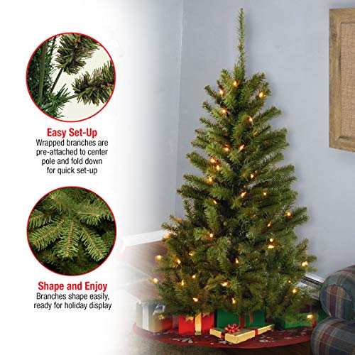 4ft Pre-Lit Canadian Fir Christmas Tree with 100 Clear Lights - Full Bodied, Lifelike Holiday Decor