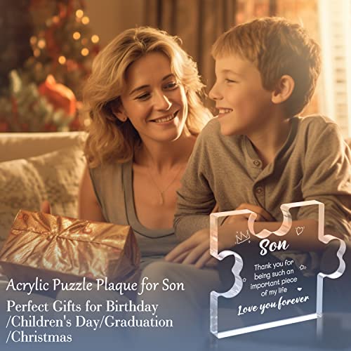 Gifts for Son from Mom - Acrylic Puzzle Plaque (son) – 8.5x7x1 cm