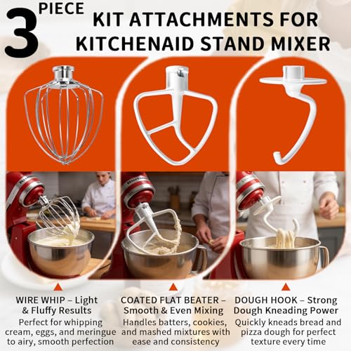 3-Piece Stand Mixer Attachment Set for 4.5-5QT Tilt-Head Mixers