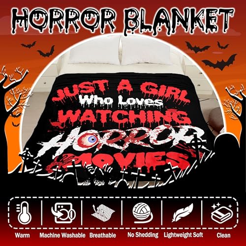 Horror Movie Throw Blanket, Lightweight Plush Flannel Bed Blanket 50x40