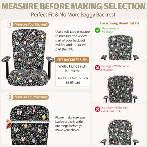 Office Chair Slipcovers Set - 4 Pcs Composition Notebook Style