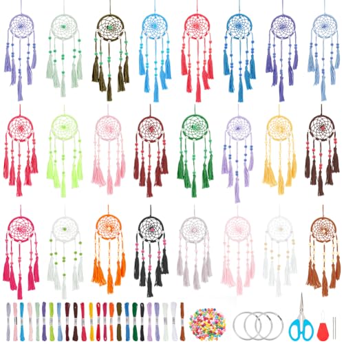 24-Piece DIY Mini Dream Catcher Craft Kit for Beginners and Handmade Gifts